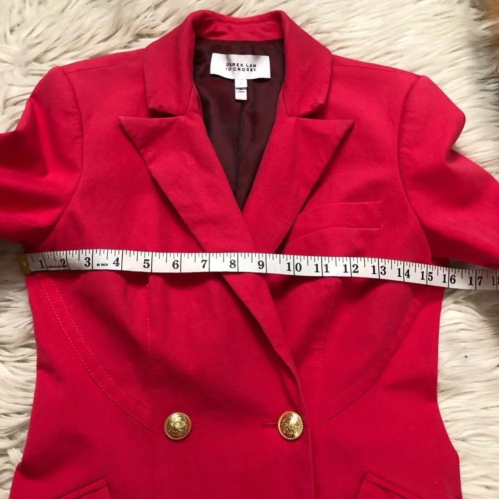 Derek Lam 10 Crosby Classic Double Breasted Fitted Red Fuchsia Blazer size 2